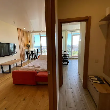 в аркадии в стиле лофт с большой лоджией прекрасным видом на море и город!