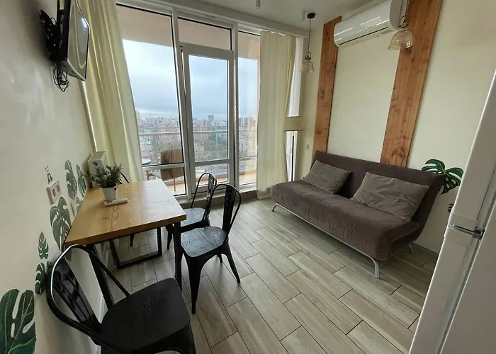 Apartman в аркадии в стиле лофт с большой лоджией прекрасным видом на море и город! *