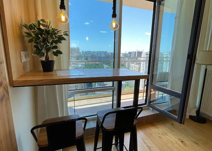 Apartman в аркадии в стиле лофт с большой лоджией прекрасным видом на море и город! *